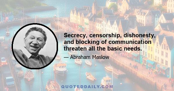 Secrecy, censorship, dishonesty, and blocking of communication threaten all the basic needs.