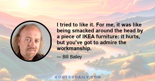 I tried to like it. For me, it was like being smacked around the head by a piece of IKEA furniture: it hurts, but you've got to admire the workmanship.