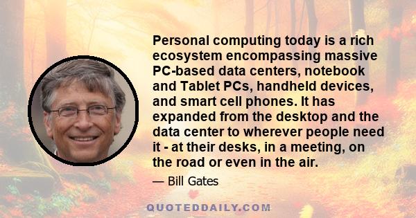 Personal computing today is a rich ecosystem encompassing massive PC-based data centers, notebook and Tablet PCs, handheld devices, and smart cell phones. It has expanded from the desktop and the data center to wherever