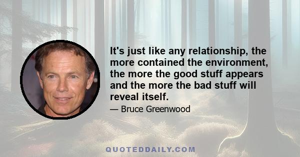 It's just like any relationship, the more contained the environment, the more the good stuff appears and the more the bad stuff will reveal itself.