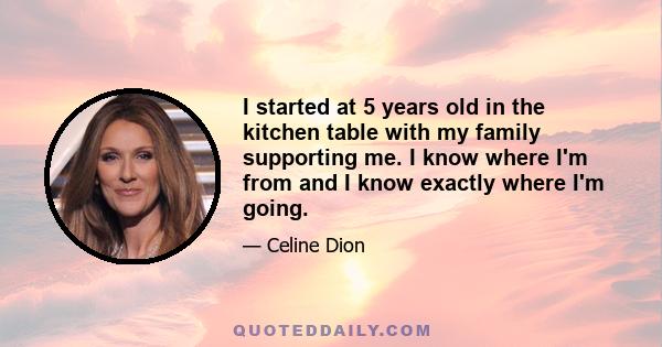 I started at 5 years old in the kitchen table with my family supporting me. I know where I'm from and I know exactly where I'm going.