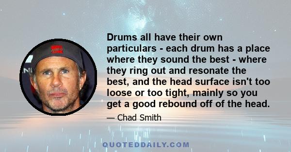 Drums all have their own particulars - each drum has a place where they sound the best - where they ring out and resonate the best, and the head surface isn't too loose or too tight, mainly so you get a good rebound off