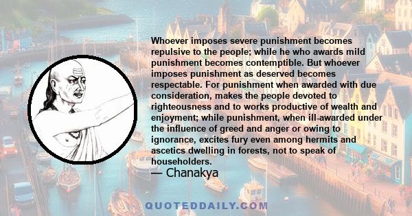 Whoever imposes severe punishment becomes repulsive to the people; while he who awards mild punishment becomes contemptible. But whoever imposes punishment as deserved becomes respectable.