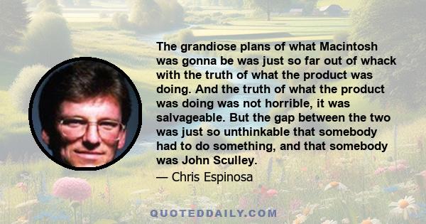 The grandiose plans of what Macintosh was gonna be was just so far out of whack with the truth of what the product was doing. And the truth of what the product was doing was not horrible, it was salvageable. But the gap