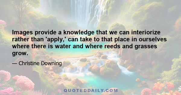 Images provide a knowledge that we can interiorize rather than 'apply,' can take to that place in ourselves where there is water and where reeds and grasses grow.