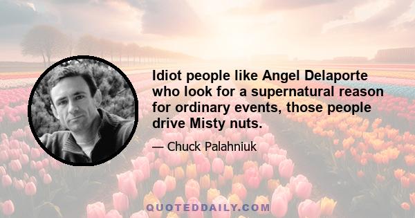 Idiot people like Angel Delaporte who look for a supernatural reason for ordinary events, those people drive Misty nuts.