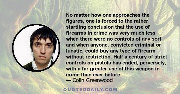 No matter how one approaches the figures, one is forced to the rather startling conclusion that the use of firearms in crime was very much less when there were no controls of any sort and when anyone, convicted criminal