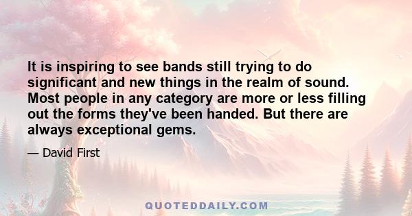 It is inspiring to see bands still trying to do significant and new things in the realm of sound. Most people in any category are more or less filling out the forms they've been handed. But there are always exceptional