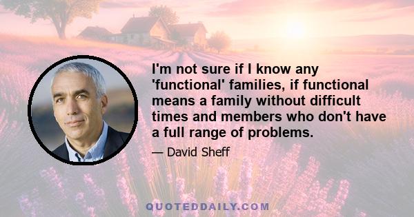 I'm not sure if I know any 'functional' families, if functional means a family without difficult times and members who don't have a full range of problems.