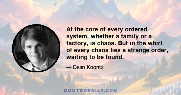 At the core of every ordered system, whether a family or a factory, is chaos. But in the whirl of every chaos lies a strange order, waiting to be found.