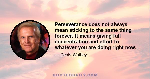 Perseverance does not always mean sticking to the same thing forever. It means giving full concentration and effort to whatever you are doing right now.