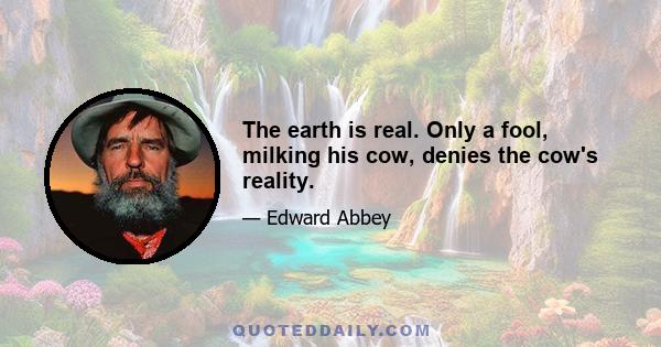 The earth is real. Only a fool, milking his cow, denies the cow's reality.