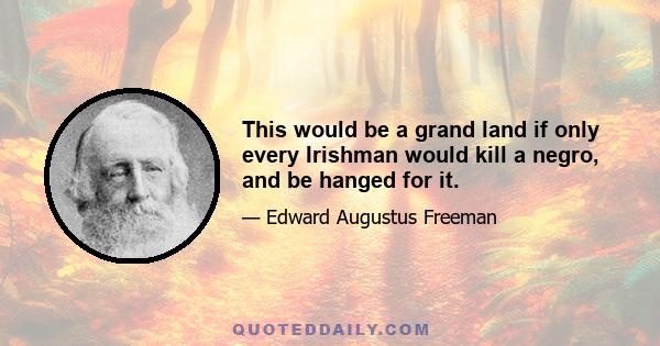 This would be a grand land if only every Irishman would kill a negro, and be hanged for it.