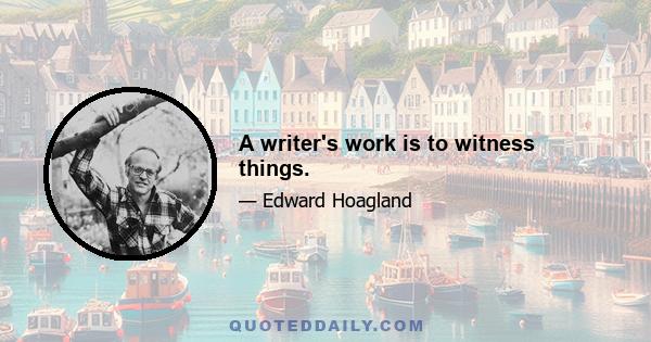 A writer's work is to witness things.