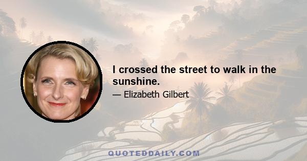 I crossed the street to walk in the sunshine.