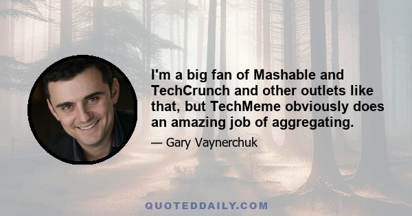 I'm a big fan of Mashable and TechCrunch and other outlets like that, but TechMeme obviously does an amazing job of aggregating.