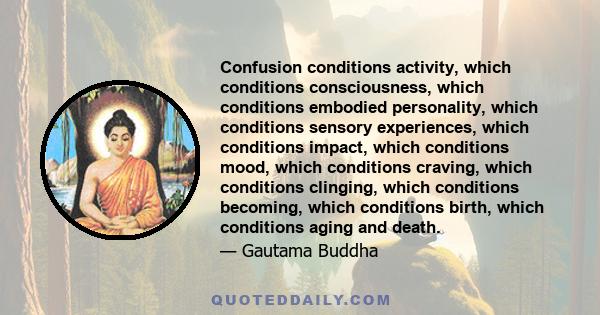 Confusion conditions activity, which conditions consciousness, which conditions embodied personality, which conditions sensory experiences, which conditions impact, which conditions mood, which conditions craving, which