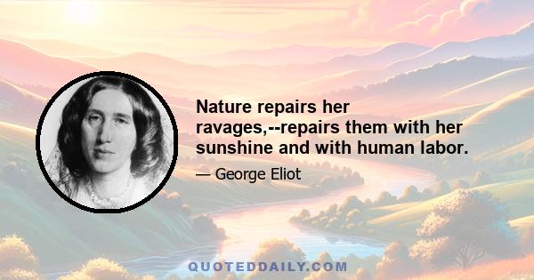 Nature repairs her ravages,--repairs them with her sunshine and with human labor.