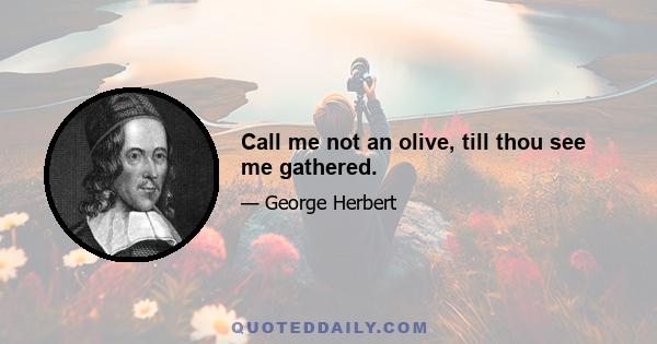 Call me not an olive, till thou see me gathered.