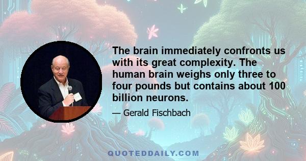 The brain immediately confronts us with its great complexity. The human brain weighs only three to four pounds but contains about 100 billion neurons.