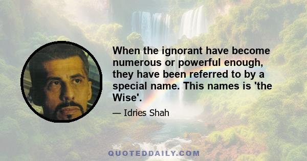 When the ignorant have become numerous or powerful enough, they have been referred to by a special name. This names is 'the Wise'.