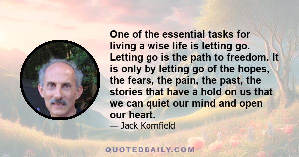 One of the essential tasks for living a wise life is letting go. Letting go is the path to freedom. It is only by letting go of the hopes, the fears, the pain, the past, the stories that have a hold on us that we can