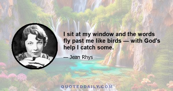 I sit at my window and the words fly past me like birds — with God's help I catch some.