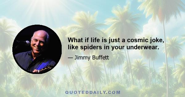 What if life is just a cosmic joke, like spiders in your underwear.