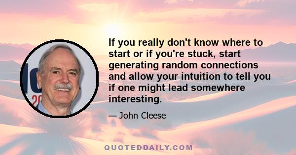 If you really don't know where to start or if you're stuck, start generating random connections and allow your intuition to tell you if one might lead somewhere interesting.