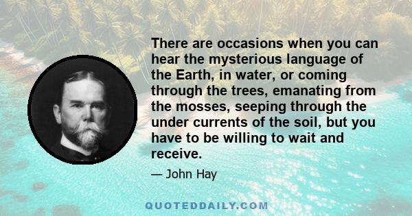 There are occasions when you can hear the mysterious language of the Earth, in water, or coming through the trees, emanating from the mosses, seeping through the under currents of the soil, but you have to be willing to