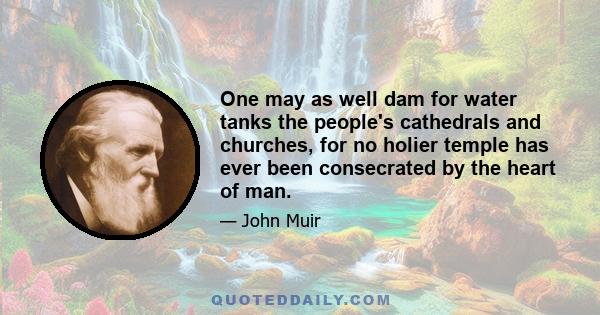 One may as well dam for water tanks the people's cathedrals and churches, for no holier temple has ever been consecrated by the heart of man.