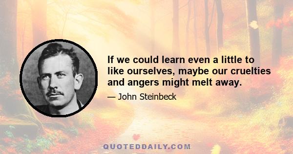 If we could learn even a little to like ourselves, maybe our cruelties and angers might melt away.