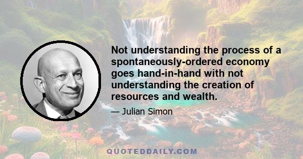 Not understanding the process of a spontaneously-ordered economy goes hand-in-hand with not understanding the creation of resources and wealth.