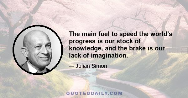 The main fuel to speed the world's progress is our stock of knowledge, and the brake is our lack of imagination.