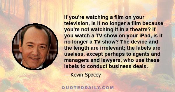 If you're watching a film on your television, is it no longer a film because you're not watching it in a theatre? If you watch a TV show on your iPad, is it no longer a TV show? The device and the length are irrelevant;