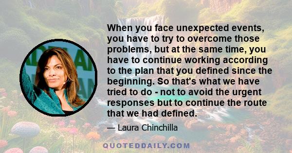 When you face unexpected events, you have to try to overcome those problems, but at the same time, you have to continue working according to the plan that you defined since the beginning. So that's what we have tried to