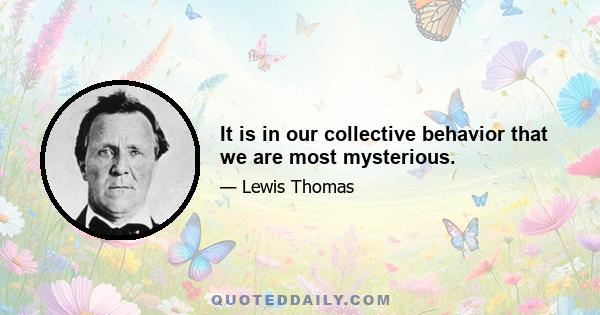 It is in our collective behavior that we are most mysterious.