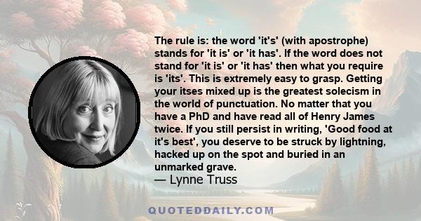 The rule is: the word 'it's' (with apostrophe) stands for 'it is' or 'it has'. If the word does not stand for 'it is' or 'it has' then what you require is 'its'. This is extremely easy to grasp. Getting your itses mixed