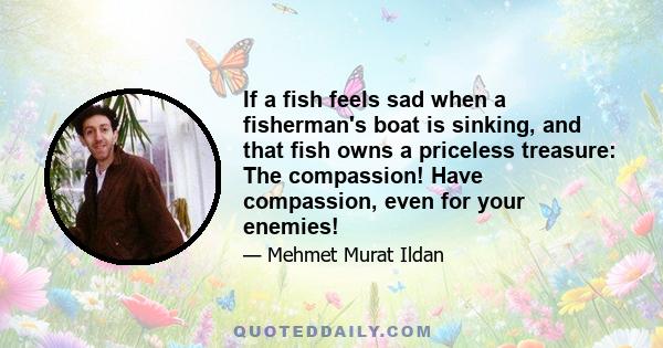 If a fish feels sad when a fisherman's boat is sinking, and that fish owns a priceless treasure: The compassion! Have compassion, even for your enemies!