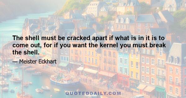 The shell must be cracked apart if what is in it is to come out, for if you want the kernel you must break the shell. And therefore if you want to discover nature's nakedness you must destroy its symbols, and the