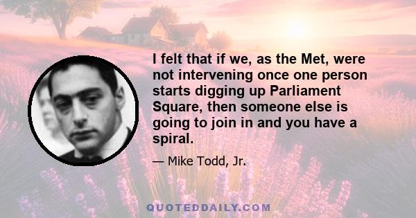 I felt that if we, as the Met, were not intervening once one person starts digging up Parliament Square, then someone else is going to join in and you have a spiral.
