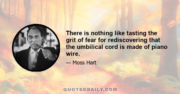 There is nothing like tasting the grit of fear for rediscovering that the umbilical cord is made of piano wire.