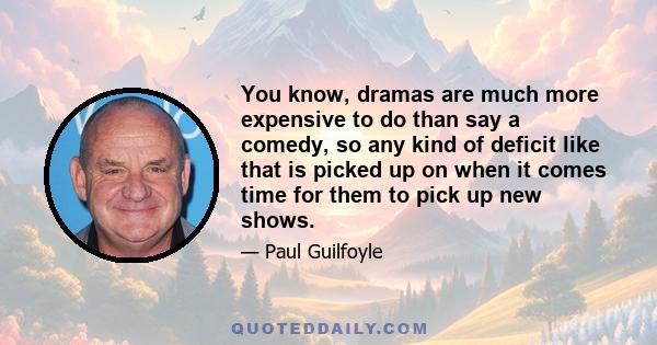 You know, dramas are much more expensive to do than say a comedy, so any kind of deficit like that is picked up on when it comes time for them to pick up new shows.