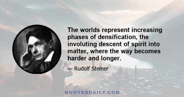 The worlds represent increasing phases of densification, the involuting descent of spirit into matter, where the way becomes harder and longer.
