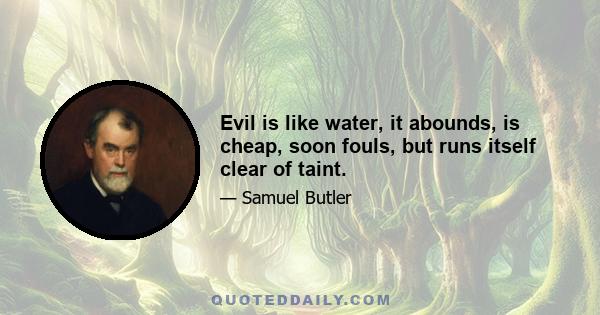 Evil is like water, it abounds, is cheap, soon fouls, but runs itself clear of taint.