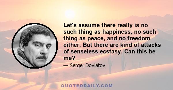 Let's assume there really is no such thing as happiness, no such thing as peace, and no freedom either. But there are kind of attacks of senseless ecstasy. Can this be me?