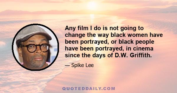 Any film I do is not going to change the way black women have been portrayed, or black people have been portrayed, in cinema since the days of D.W. Griffith.