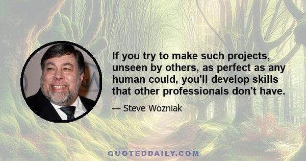 If you try to make such projects, unseen by others, as perfect as any human could, you'll develop skills that other professionals don't have.