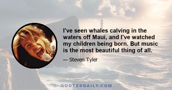 I've seen whales calving in the waters off Maui, and I've watched my children being born. But music is the most beautiful thing of all.