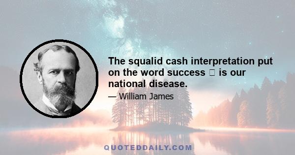 The squalid cash interpretation put on the word success is our national disease.